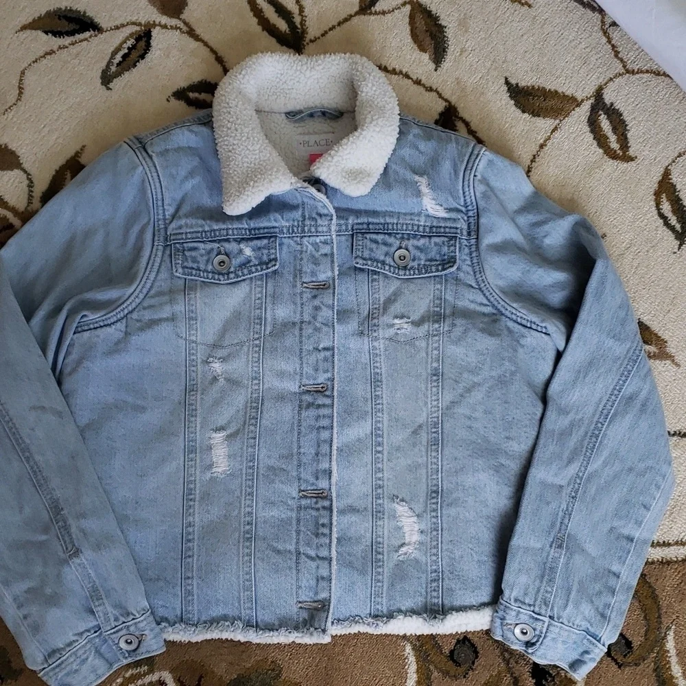 GIRL'S CHILDREN'S PLACE LINED DENIM JACKET SIZE 16 XXL